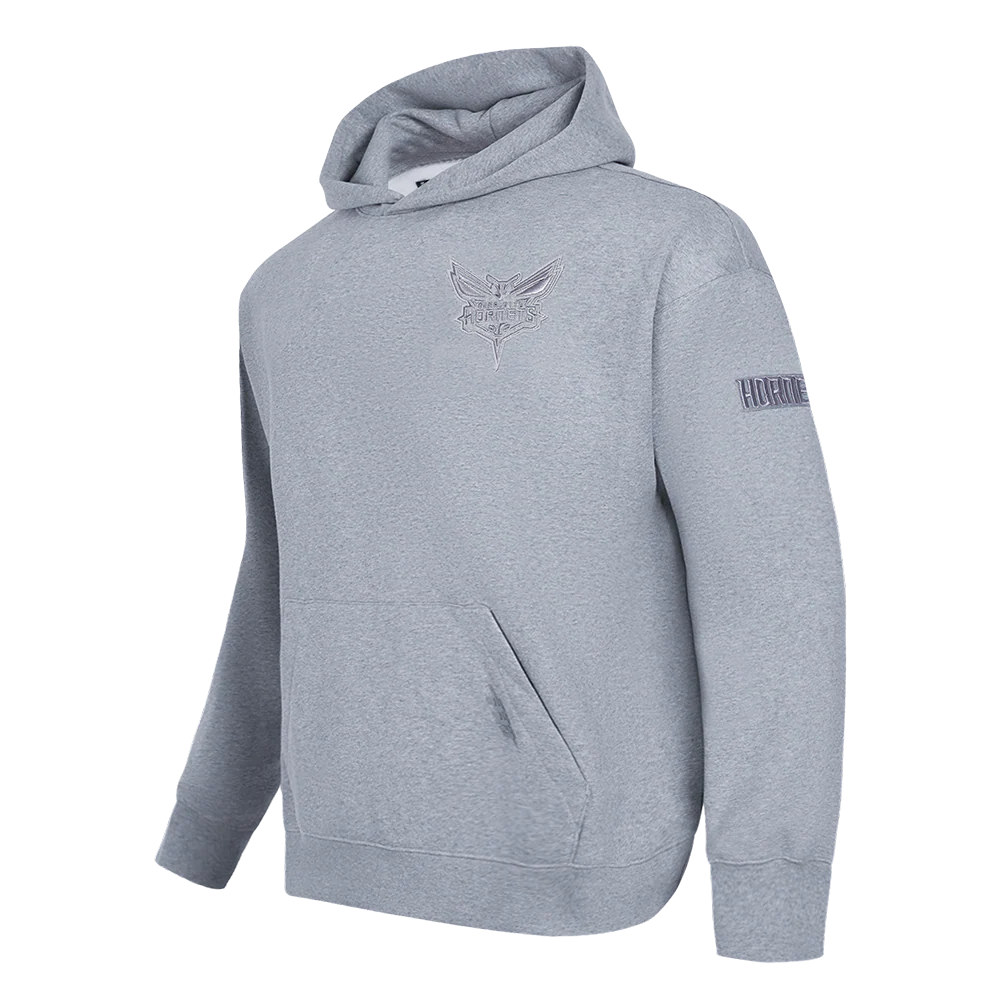 NBA CHARLOTTE HORNETS NEUTRAL MEN'S DROP SHOULDER PULLOVER HOODIE (DARK HEATHER GRAY) - Image 2