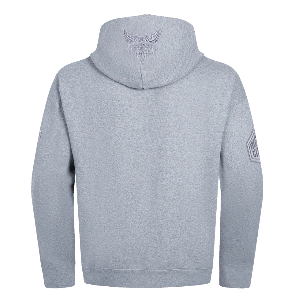 NBA CHARLOTTE HORNETS NEUTRAL MEN'S DROP SHOULDER PULLOVER HOODIE (DARK HEATHER GRAY) - Image 3
