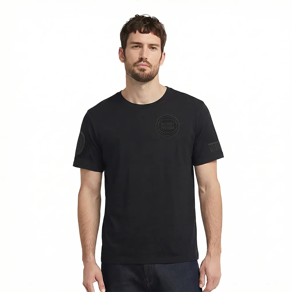 NBA DETROIT PISTONS NEUTRAL MEN'S COTTON JERSEY DROP SHOULDER TEE (BLACK)