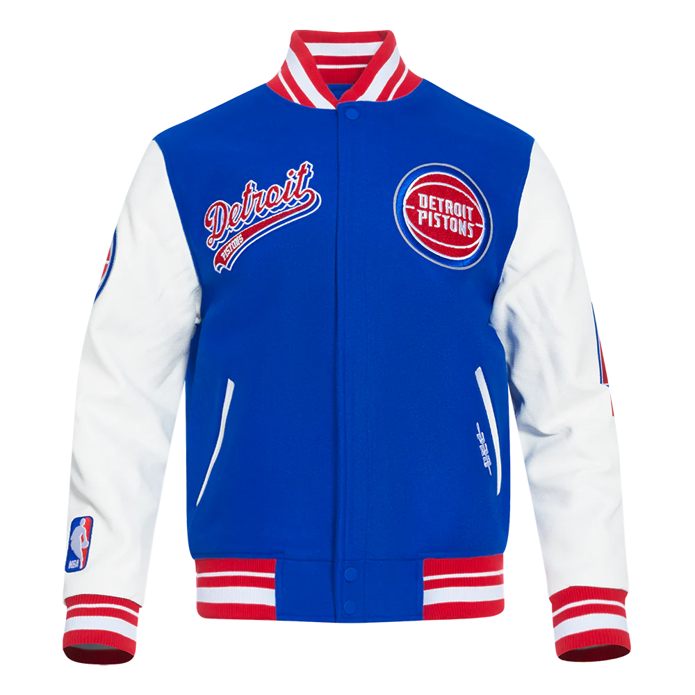 NBA DETROIT PISTONS SCRIPT TAIL MEN'S RIB WOOL VARSITY (ROYAL BLUE/RED)