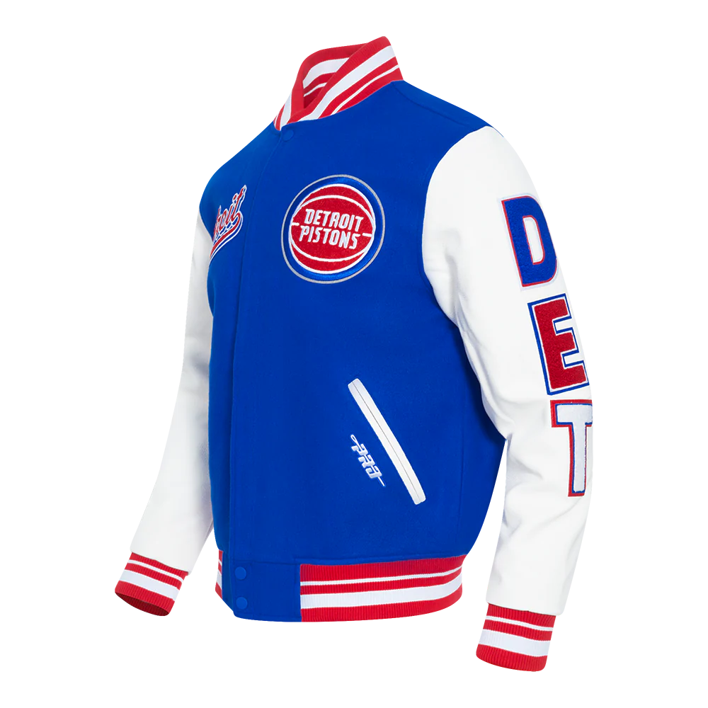 NBA DETROIT PISTONS SCRIPT TAIL MEN'S RIB WOOL VARSITY (ROYAL BLUE/RED) - Image 2