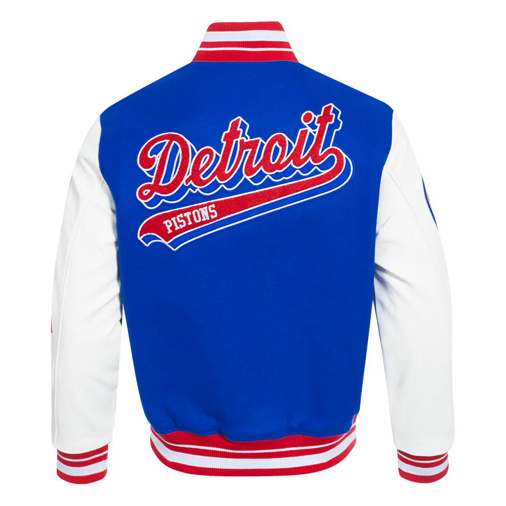 NBA DETROIT PISTONS SCRIPT TAIL MEN'S RIB WOOL VARSITY (ROYAL BLUE/RED) - Image 3