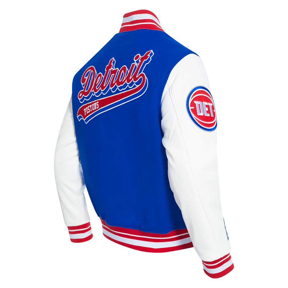 NBA DETROIT PISTONS SCRIPT TAIL MEN'S RIB WOOL VARSITY (ROYAL BLUE/RED) - Image 4