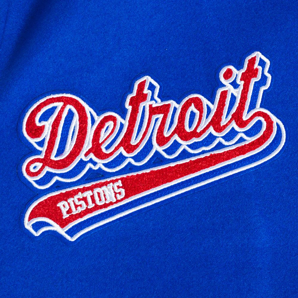 NBA DETROIT PISTONS SCRIPT TAIL MEN'S RIB WOOL VARSITY (ROYAL BLUE/RED) - Image 6