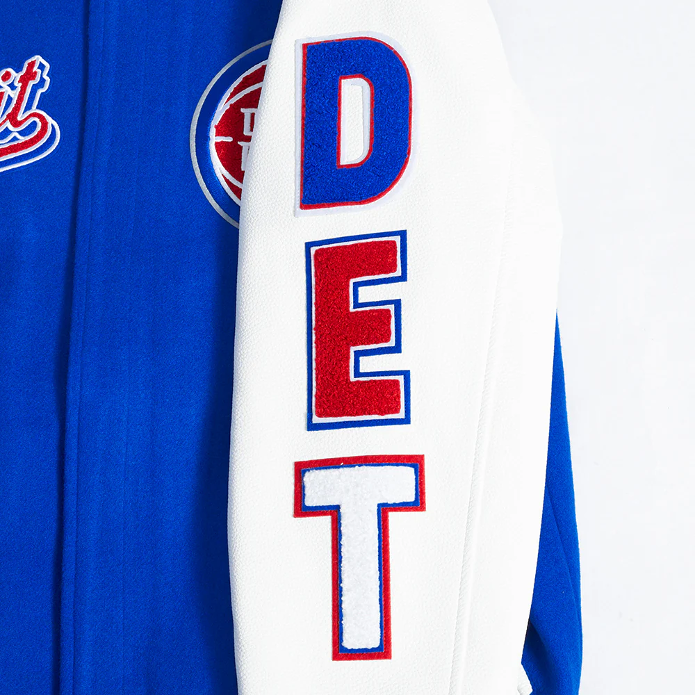 NBA DETROIT PISTONS SCRIPT TAIL MEN'S RIB WOOL VARSITY (ROYAL BLUE/RED) - Image 8