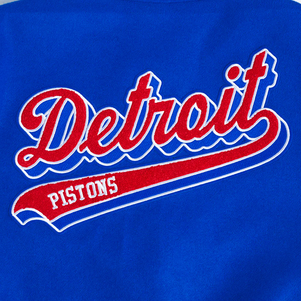 NBA DETROIT PISTONS SCRIPT TAIL MEN'S RIB WOOL VARSITY (ROYAL BLUE/RED) - Image 9