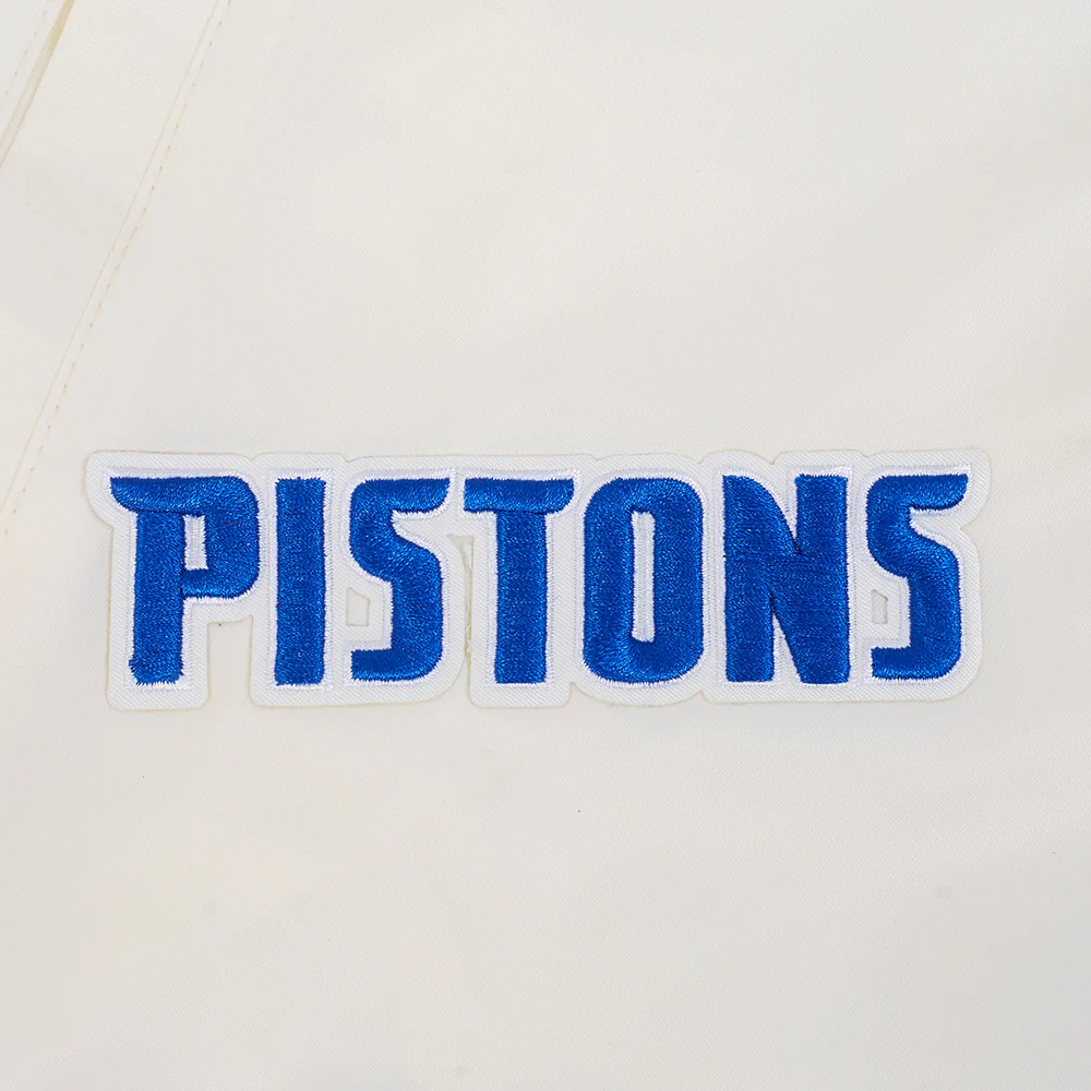 NBA DETROIT PISTONS BEST OF MEN'S RIB SATIN JACKET (EGGSHELL/ RED) - Image 10