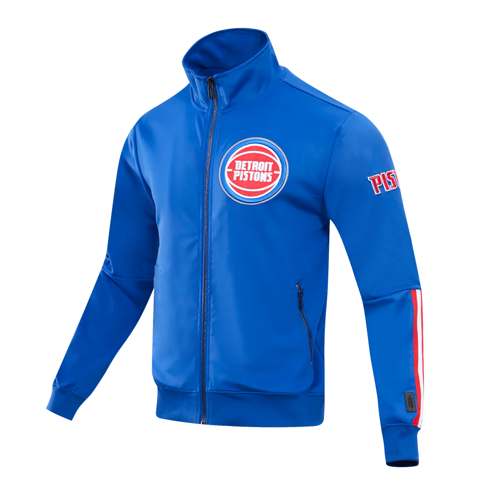 NBA DETROIT PISTONS CLASSIC MEN'S DOUBLE KNIT TRACK JACKET (ROYAL BLUE/RED) - Image 2