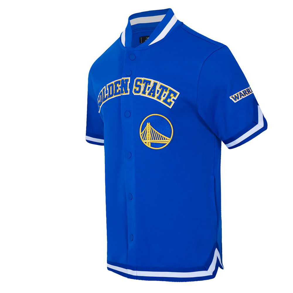 NBA GOLDEN STATE WARRIORS CLASSIC MEN'S PRO SS DOUBLE KNIT JACKET  (ROYAL BLUE) - Image 2