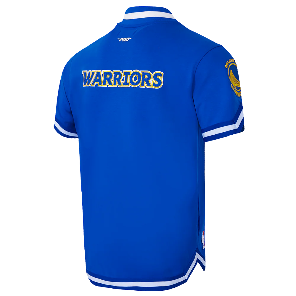 NBA GOLDEN STATE WARRIORS CLASSIC MEN'S PRO SS DOUBLE KNIT JACKET  (ROYAL BLUE) - Image 4