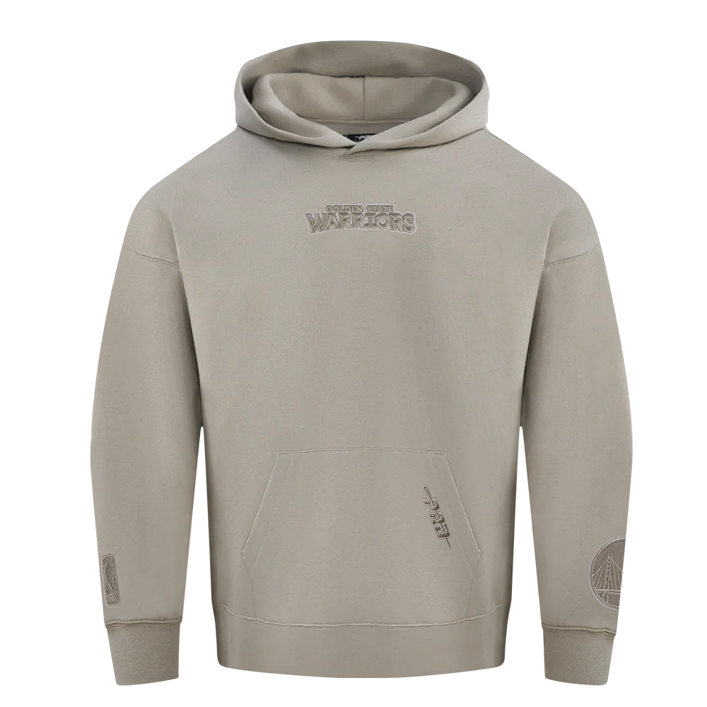 NBA GOLDEN STATE WARRIORS WINGSPAN MEN'S DROP SHOULDER FLEECE PULLOVER HOODIE (TAUPE) - Image 3