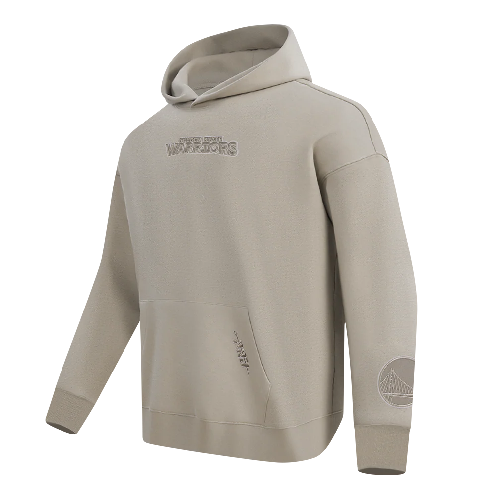 NBA GOLDEN STATE WARRIORS WINGSPAN MEN'S DROP SHOULDER FLEECE PULLOVER HOODIE (TAUPE) - Image 4