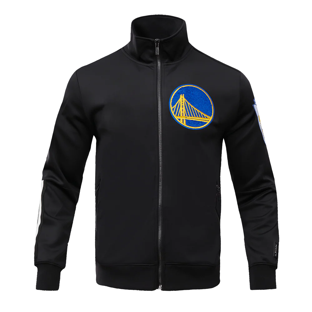 NBA GOLDEN STATE WARRIORS CLASSIC MEN'S DOUBLE KNIT TRACK JACKET (BLACK)