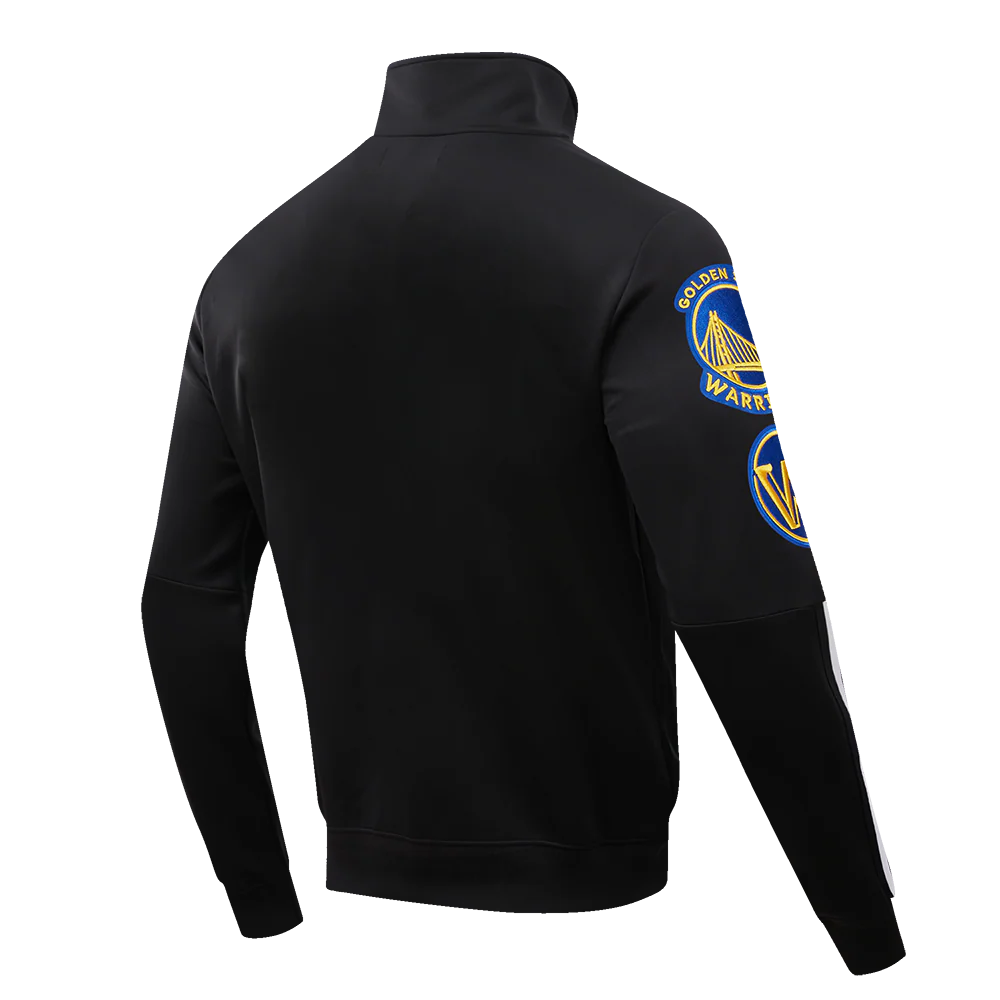 NBA GOLDEN STATE WARRIORS CLASSIC MEN'S DOUBLE KNIT TRACK JACKET (BLACK) - Image 3