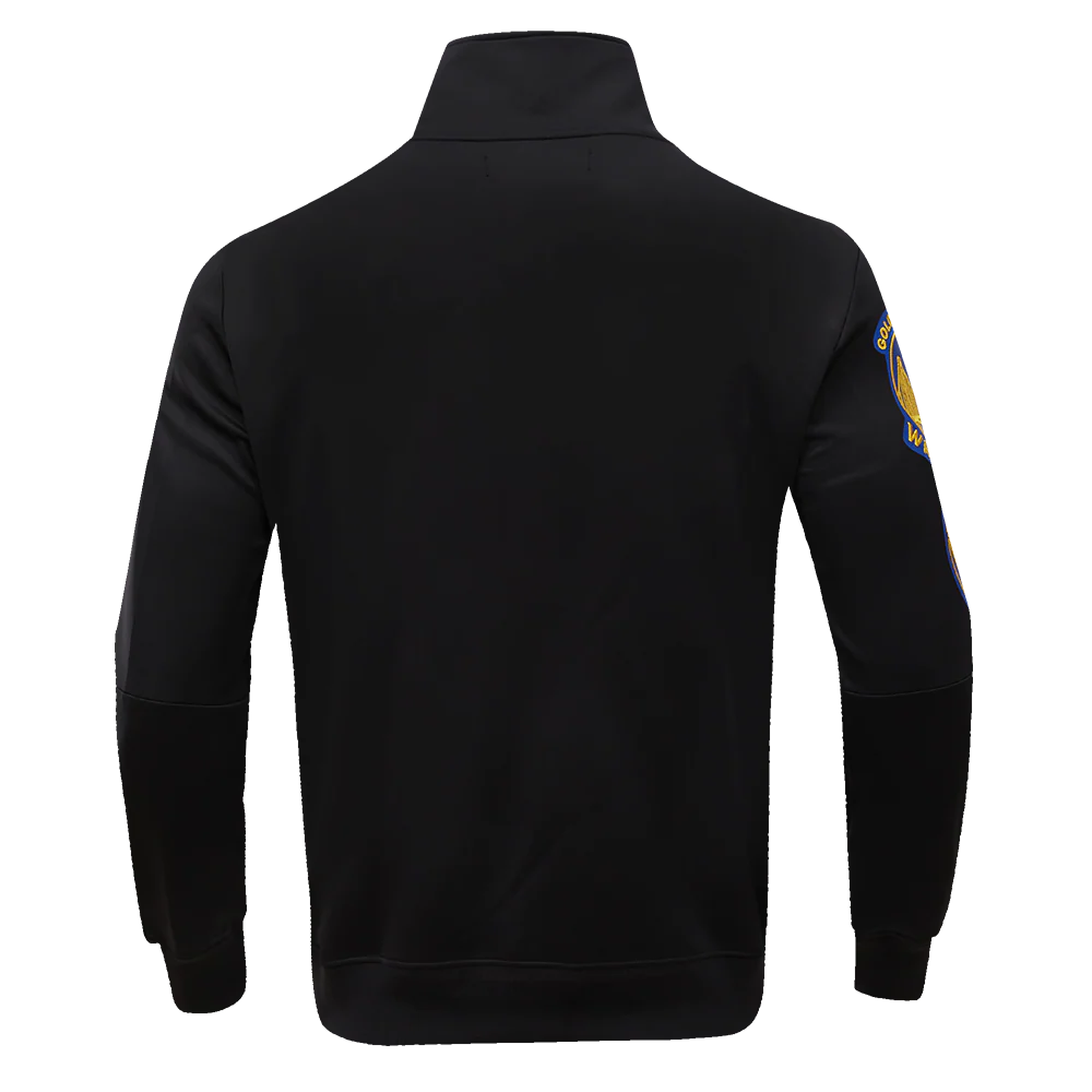 NBA GOLDEN STATE WARRIORS CLASSIC MEN'S DOUBLE KNIT TRACK JACKET (BLACK) - Image 4