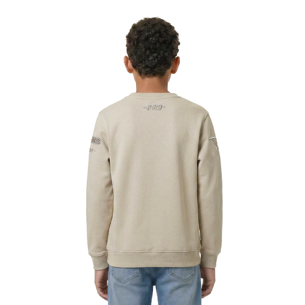NBA GOLDEN STATE WARRIORS NEUTRAL BIG BOYS FLEECE CREWNECK (TAUPE) - Image 2