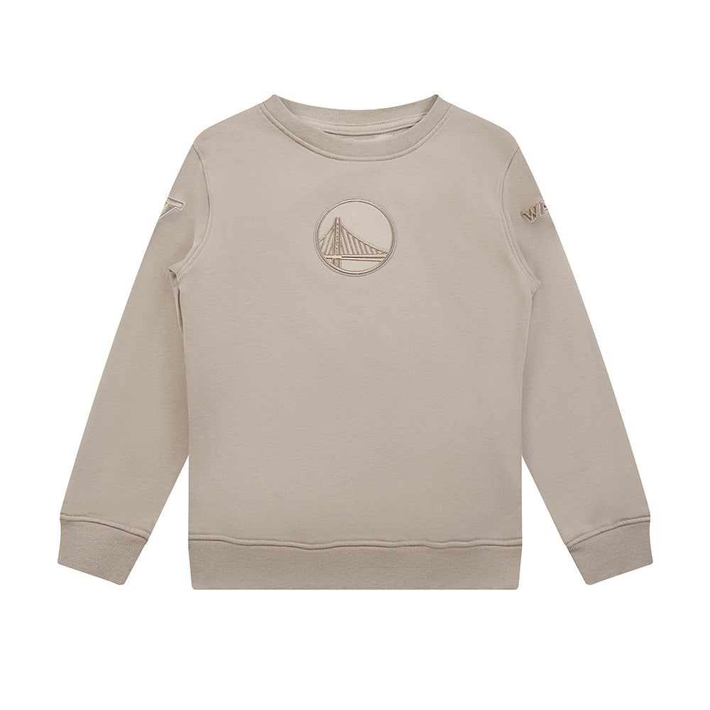 NBA GOLDEN STATE WARRIORS NEUTRAL BIG BOYS FLEECE CREWNECK (TAUPE) - Image 3