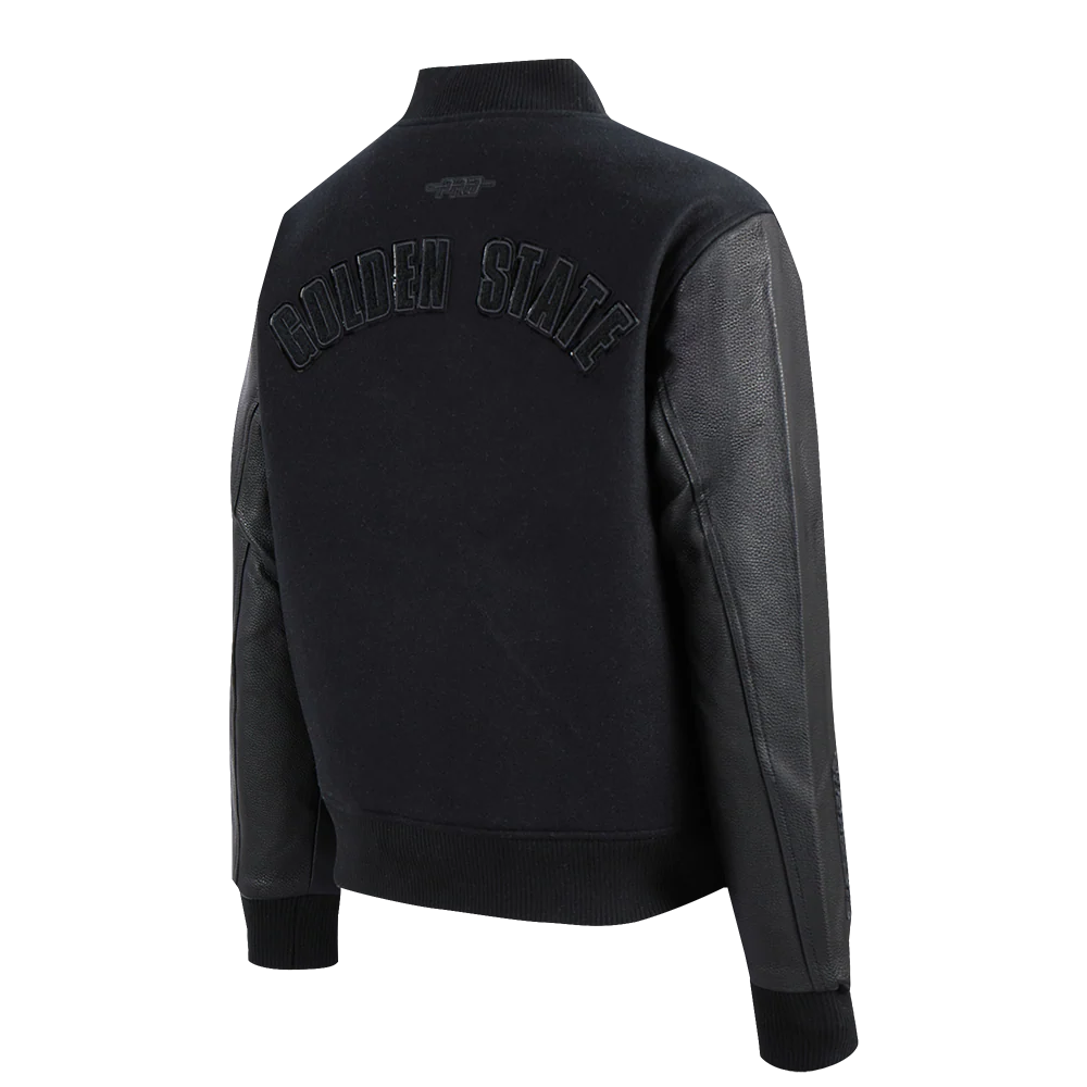 NBA GOLDEN STATE WARRIORS TRIPLE BLACK WOMEN'S WOOL VARSITY JACKET (TRIPLE BLACK WOMEN'S) - Image 4