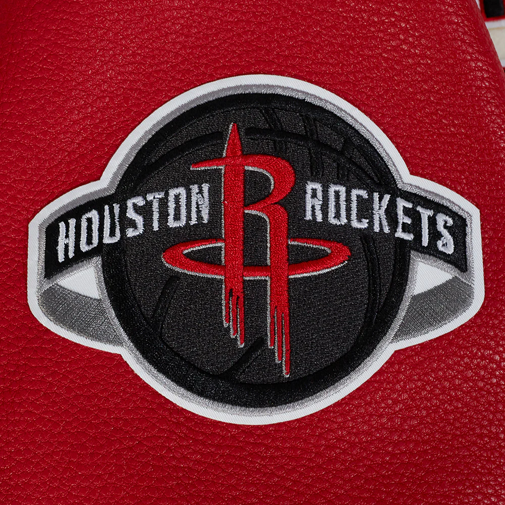 NBA HOUSTON ROCKETS RETRO CLASSIC MEN'S RIB WOOL VARSITY JACKET (EGGSHELL/ RED) - Image 10