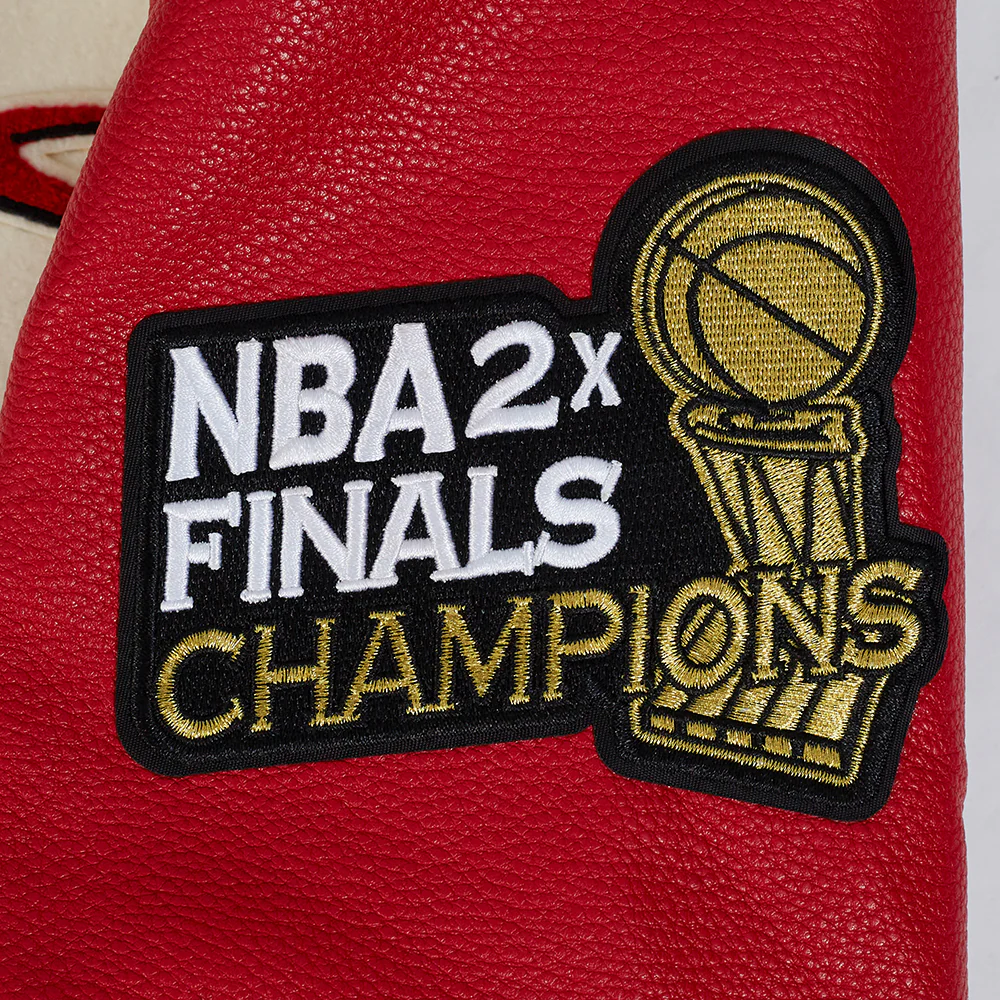 NBA HOUSTON ROCKETS RETRO CLASSIC MEN'S RIB WOOL VARSITY JACKET (EGGSHELL/ RED) - Image 12