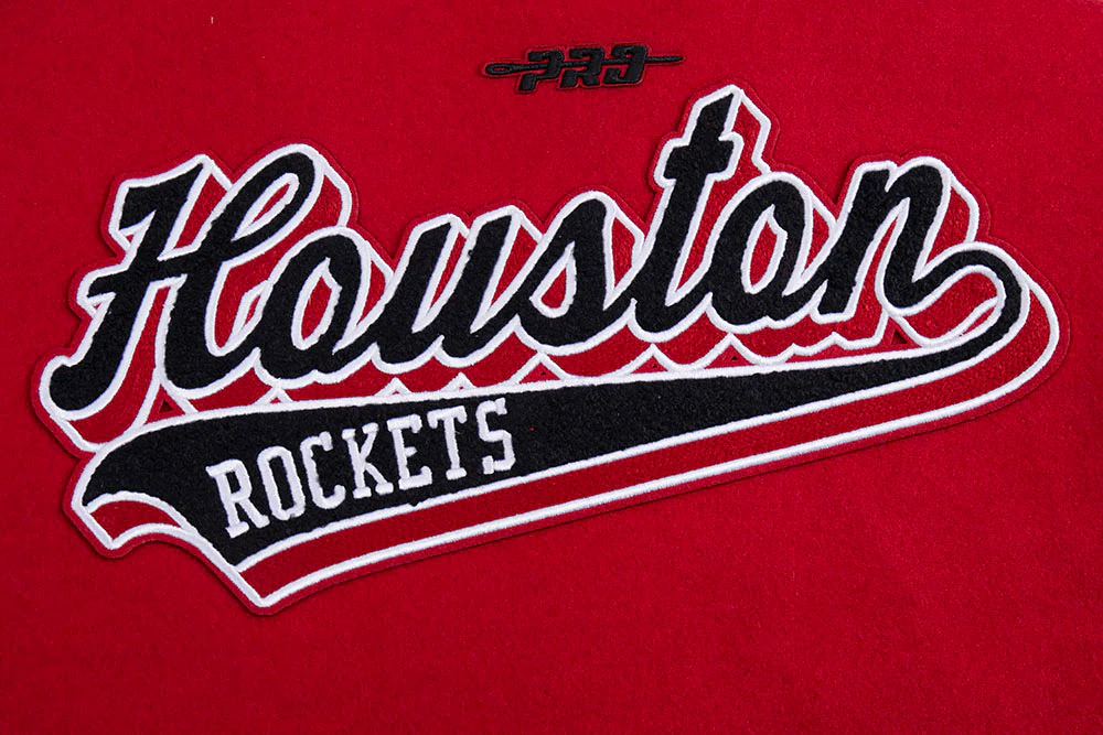 NBA HOUSTON ROCKETS SCRIPT TAIL WOMEN'S WOOL VARSITY JACKET (RED/BLACK) - Image 6