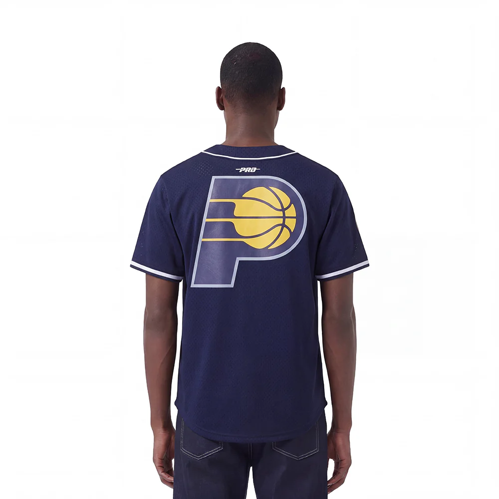 NBA INDIANA PACERS CLASSIC MESH MEN'S BUTTON DOWN SHIRT (MIDNIGHT NAVY) - Image 17