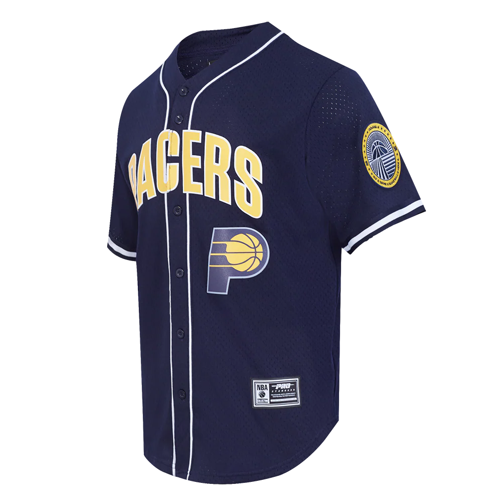 NBA INDIANA PACERS CLASSIC MESH MEN'S BUTTON DOWN SHIRT (MIDNIGHT NAVY) - Image 4