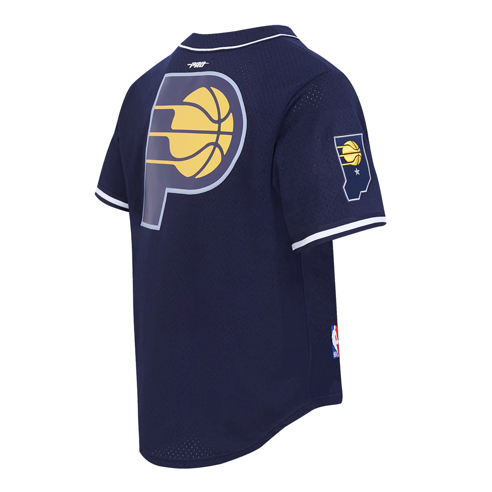 NBA INDIANA PACERS CLASSIC MESH MEN'S BUTTON DOWN SHIRT (MIDNIGHT NAVY) - Image 8