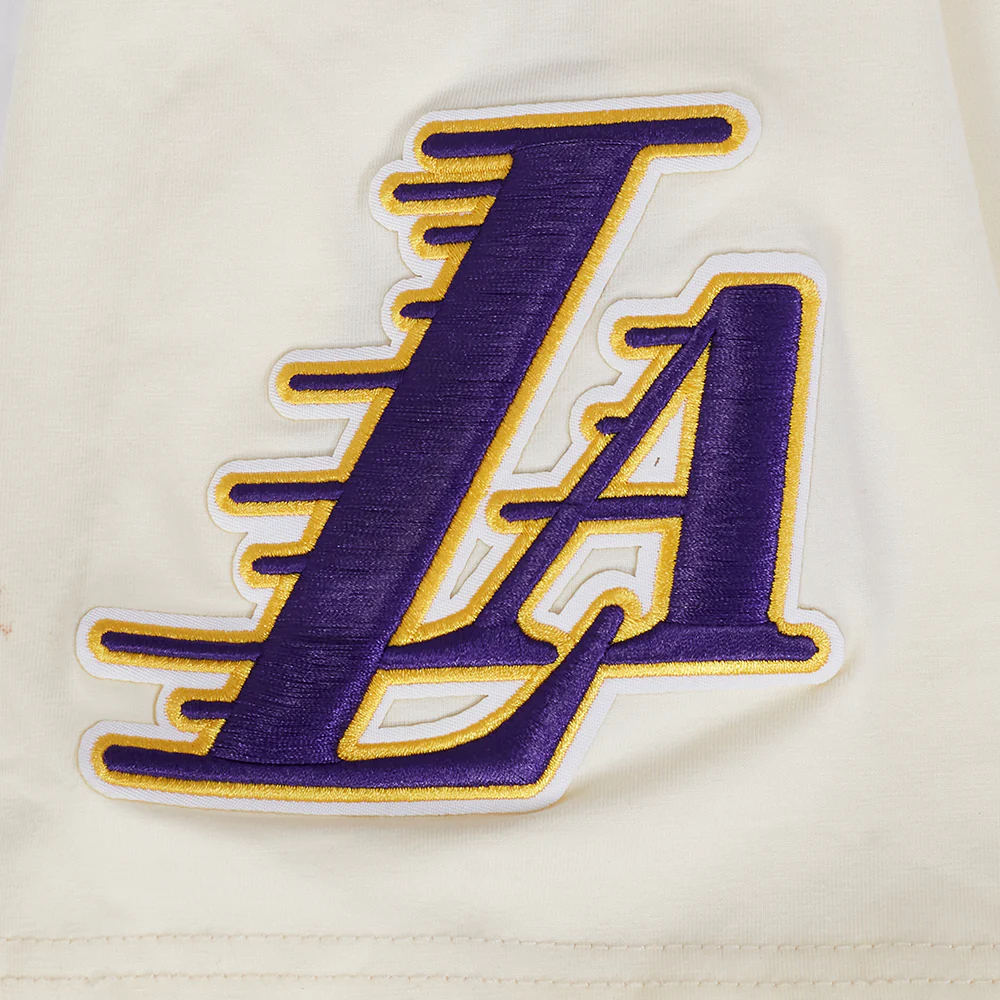NBA LOS ANGELES LAKERS RETRO CASCADE MEN'S RINGER TEE (EGGSHELL/ PURPLE) - Image 6