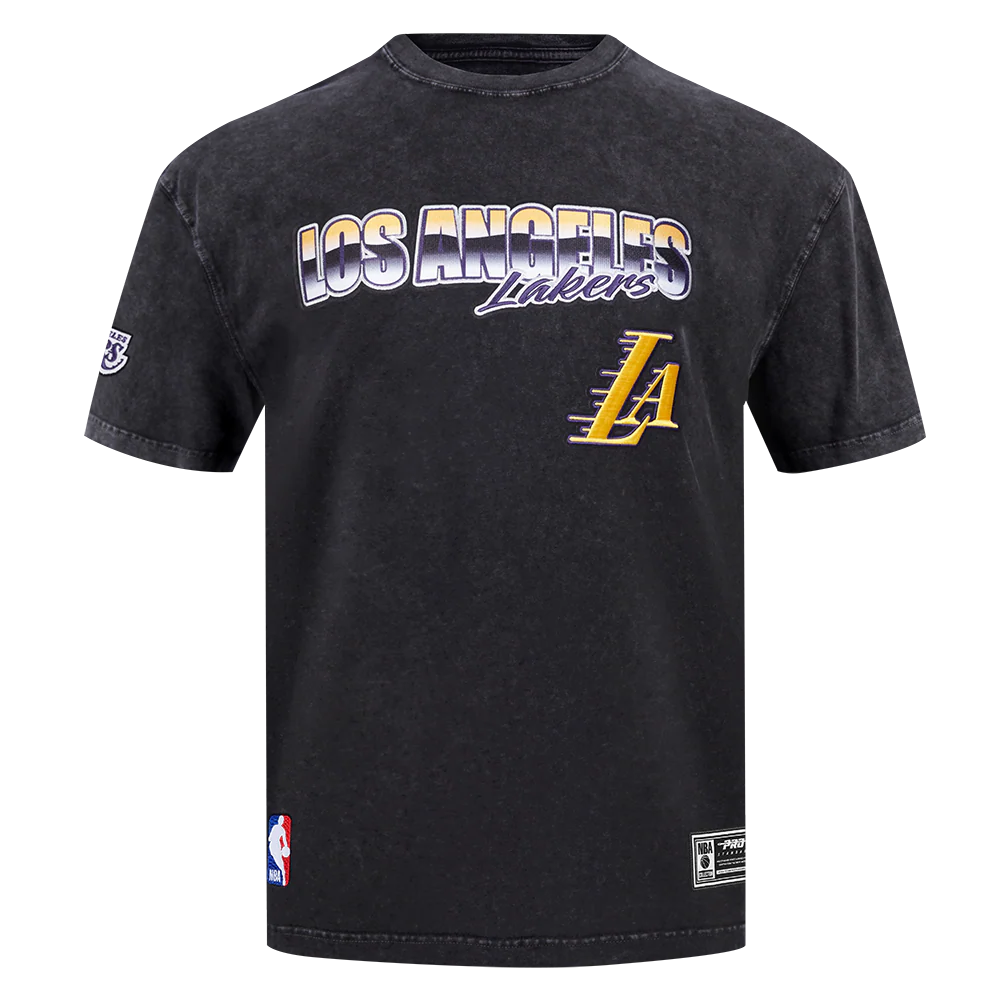 NBA LOS ANGELES LAKERS CHROME MEN'S COTTON JERSEY DROP SHOULDER TEE (WASHED BLACK)