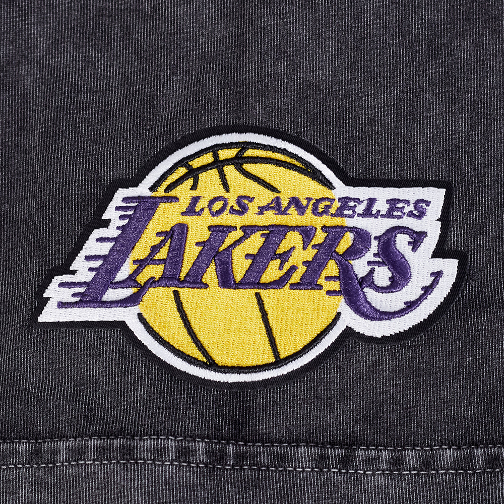 NBA LOS ANGELES LAKERS CHROME MEN'S COTTON JERSEY DROP SHOULDER TEE (WASHED BLACK) - Image 6