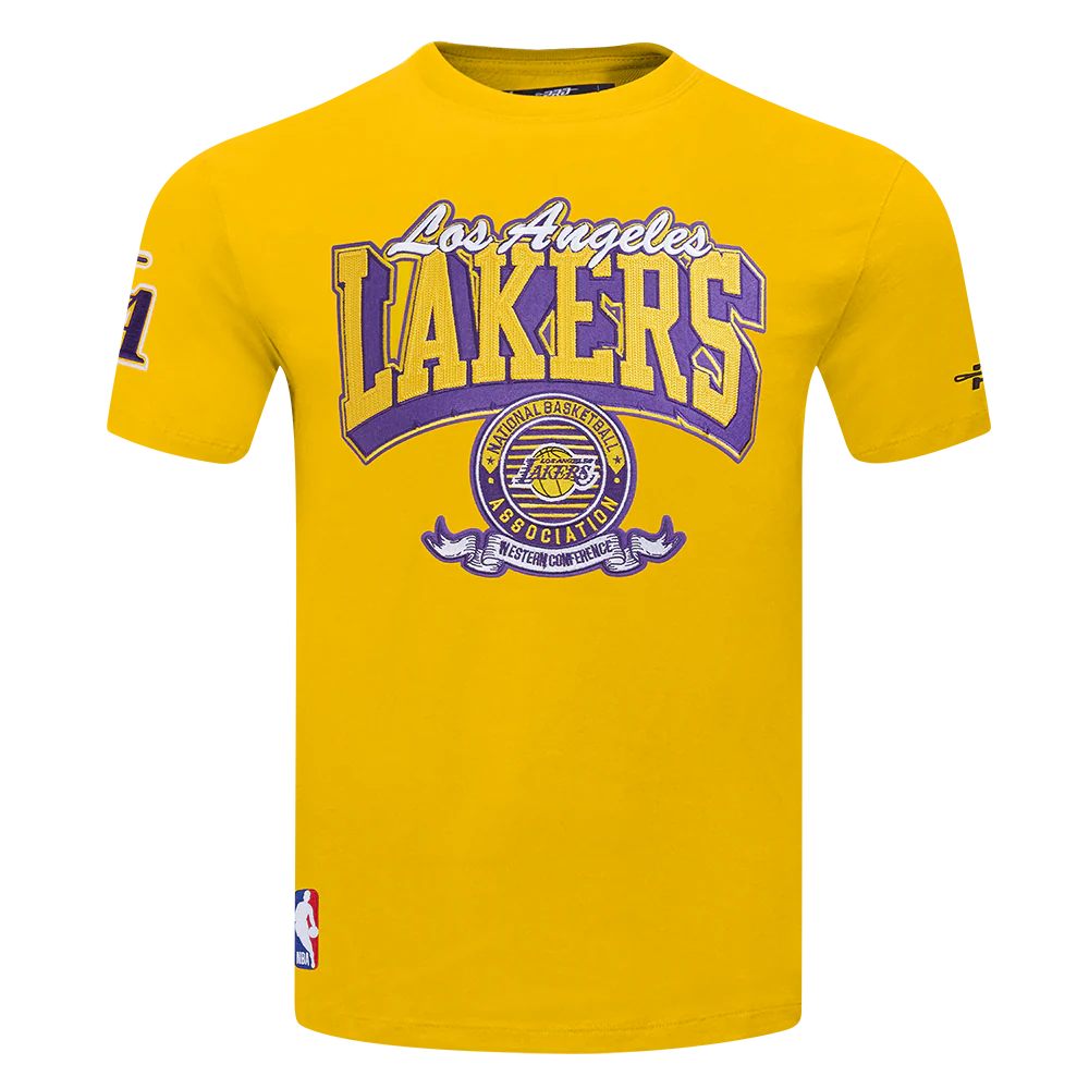 NBA LOS ANGELES LAKERS TEAM BADGE MEN'S SJ TEE (YELLOW) - Image 3