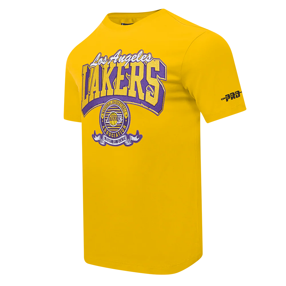 NBA LOS ANGELES LAKERS TEAM BADGE MEN'S SJ TEE (YELLOW) - Image 4
