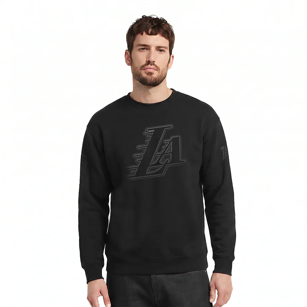 NBA LOS ANGELES LAKERS NEUTRAL DROP SHOULDER FLEECE CREWNECK (BLACK)