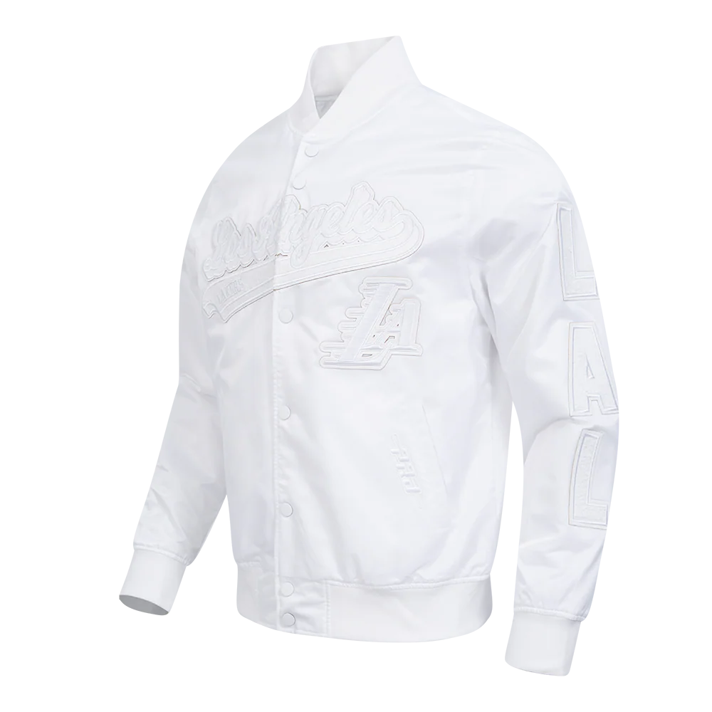 NBA LOS ANGELES LAKERS WHITE OUT MEN'S SATIN JACKET (WHITE) - Image 2