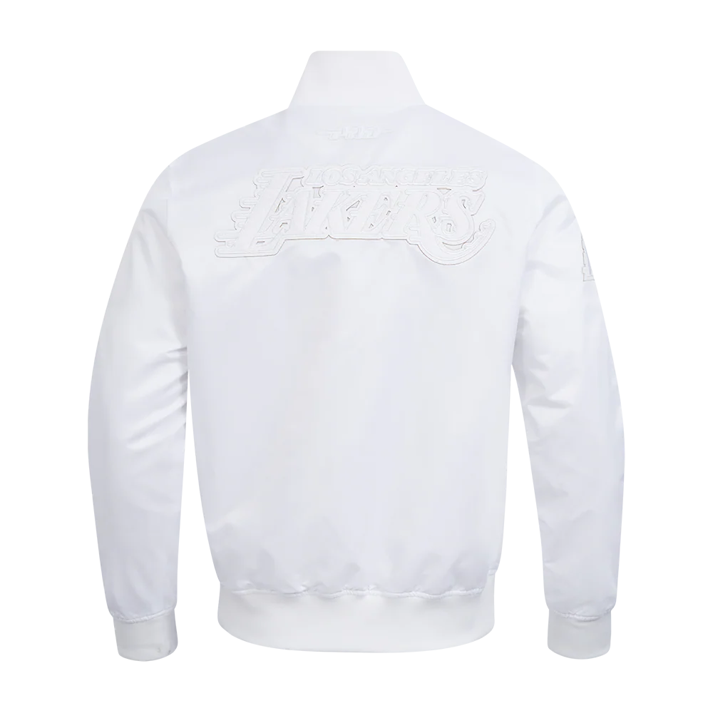 NBA LOS ANGELES LAKERS WHITE OUT MEN'S SATIN JACKET (WHITE) - Image 3