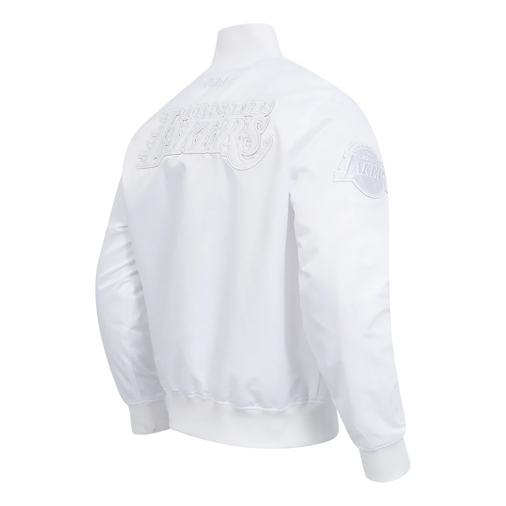 NBA LOS ANGELES LAKERS WHITE OUT MEN'S SATIN JACKET (WHITE) - Image 4