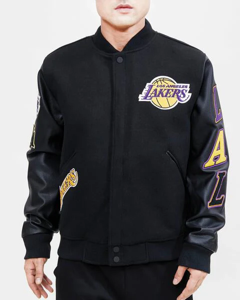 NBA LOS ANGELES LAKERS CLASSIC WOOL MEN'S VARSITY JACKET (BLACK) - Image 11