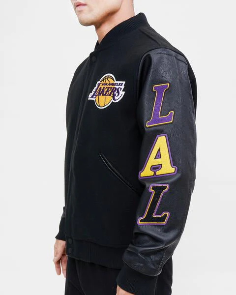 NBA LOS ANGELES LAKERS CLASSIC WOOL MEN'S VARSITY JACKET (BLACK) - Image 12