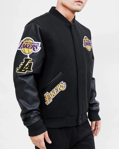 NBA LOS ANGELES LAKERS CLASSIC WOOL MEN'S VARSITY JACKET (BLACK) - Image 13