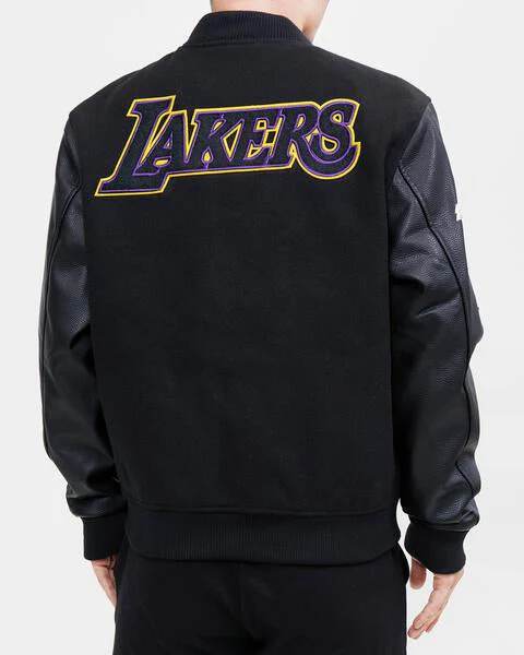 NBA LOS ANGELES LAKERS CLASSIC WOOL MEN'S VARSITY JACKET (BLACK) - Image 14