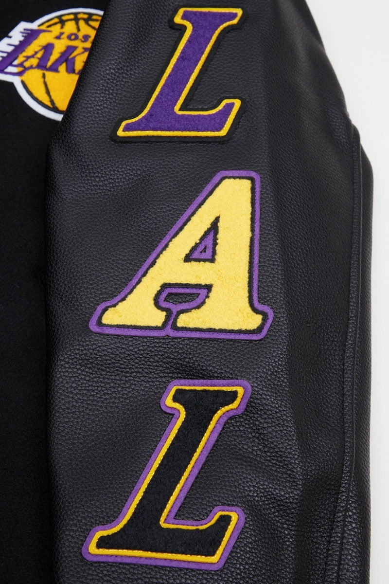 NBA LOS ANGELES LAKERS CLASSIC WOOL MEN'S VARSITY JACKET (BLACK) - Image 9