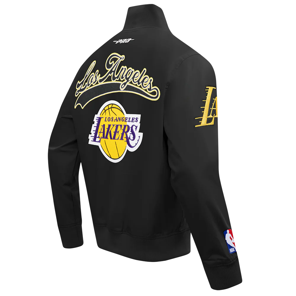 NBA LOS ANGELES LAKERS LIVING LARGE MEN'S TWILL JACKET (BLACK) - Image 4