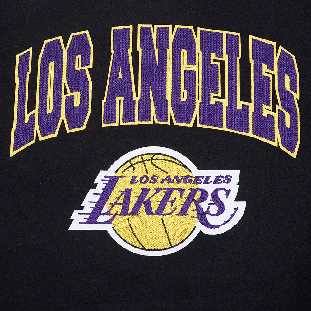 NBA LOS ANGELES LAKERS CITY ARCH MEN'S WOOL VARSITY JACKET (JET BLACK) - Image 5