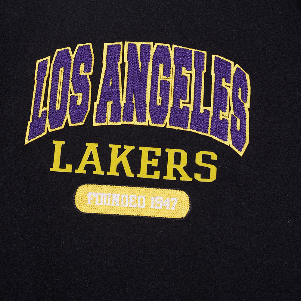 NBA LOS ANGELES LAKERS CITY ARCH MEN'S WOOL VARSITY JACKET (JET BLACK) - Image 7