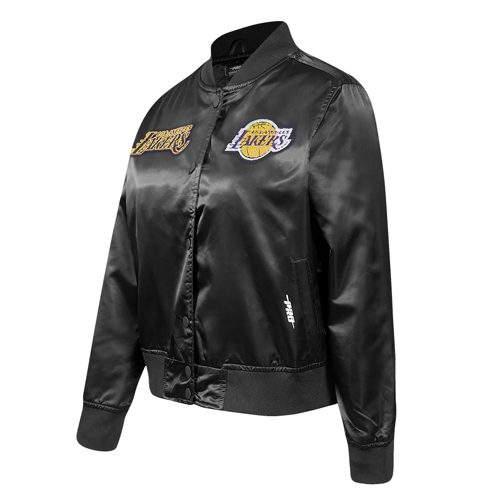NBA LOS ANGELES LAKERS GAME DAY CLASSICS WOMEN'S SATIN JACKET (BLACK) - Image 2
