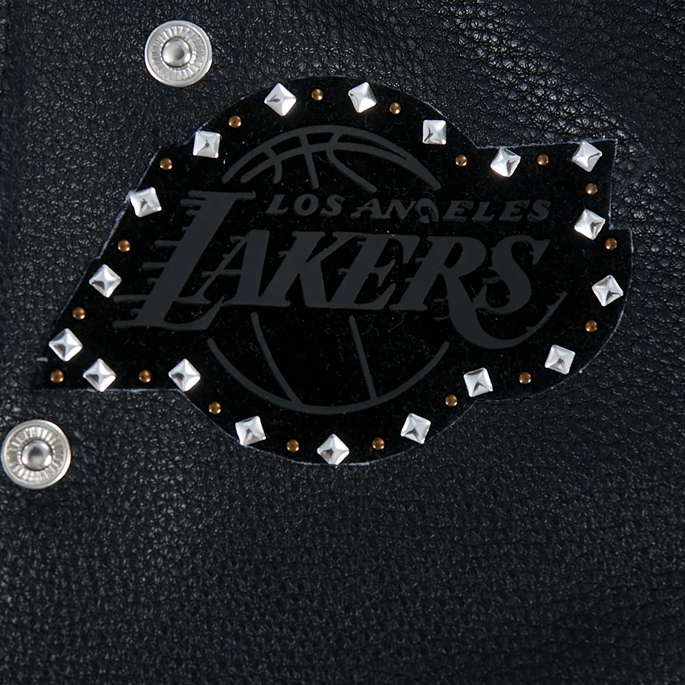 NBA LOS ANGELES LAKERS RENEGADE WOMEN'S LEATHER JACKET (BLACK) - Image 6