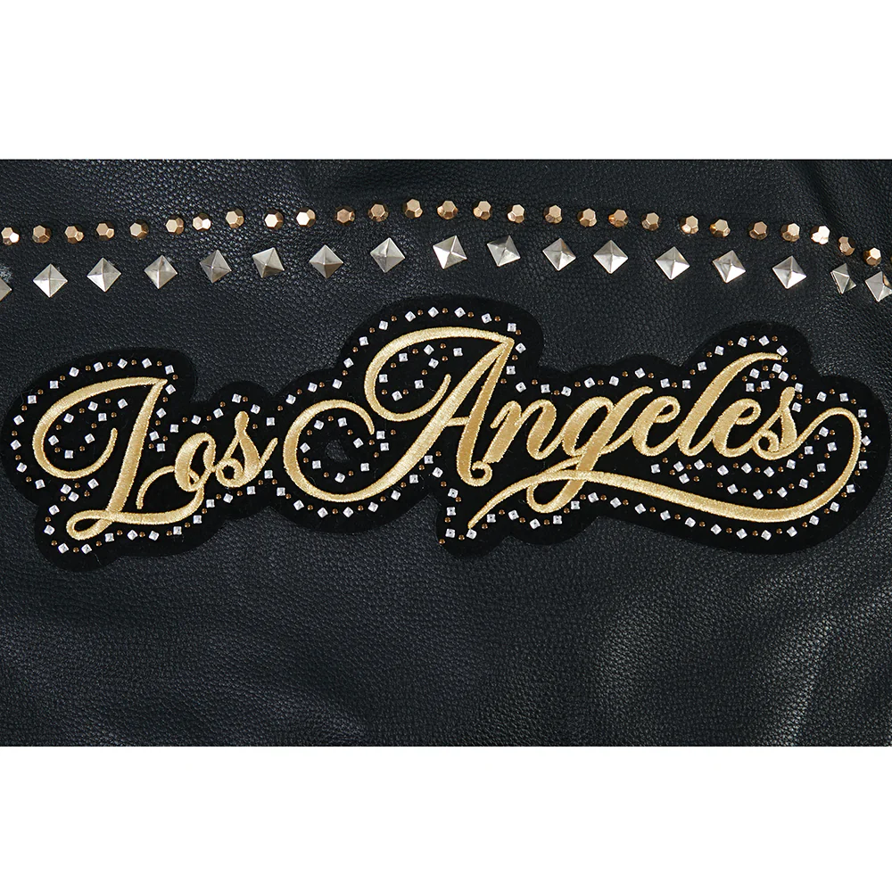 NBA LOS ANGELES LAKERS RENEGADE WOMEN'S LEATHER JACKET (BLACK) - Image 7
