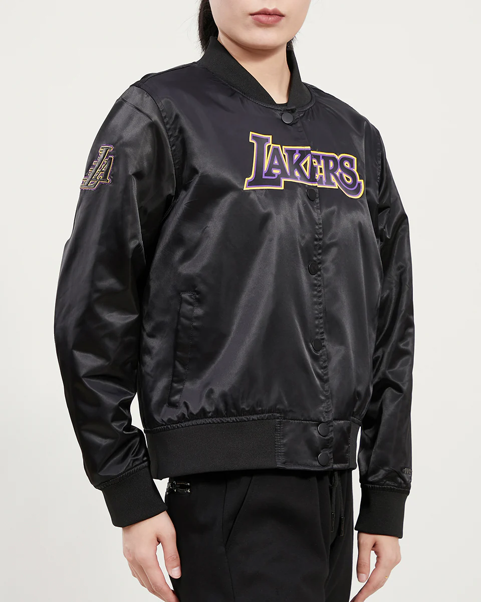 NBA LOS ANGELES LAKERS CLASSIC WOMEN'S SATIN JACKET (BLACK) - Image 10