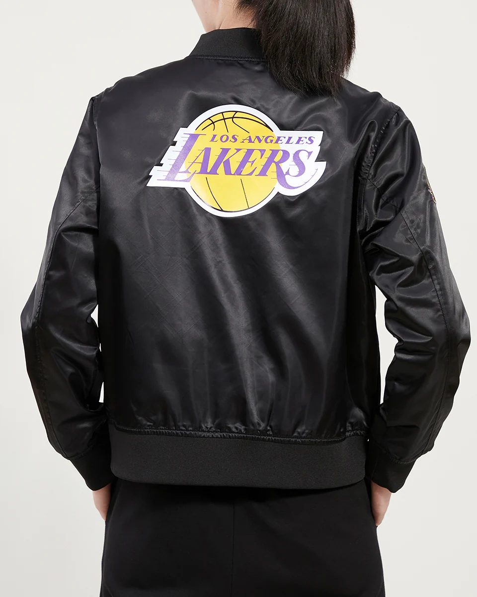 NBA LOS ANGELES LAKERS CLASSIC WOMEN'S SATIN JACKET (BLACK) - Image 11